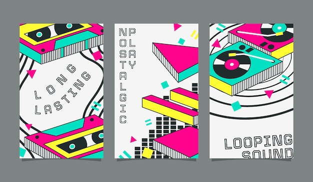 Free vector hand drawn nostalgic 90's covers