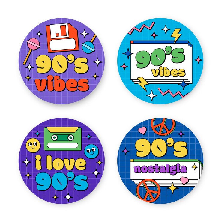 मुफ़्त वेक्टर hand drawn nostalgic badge collection
