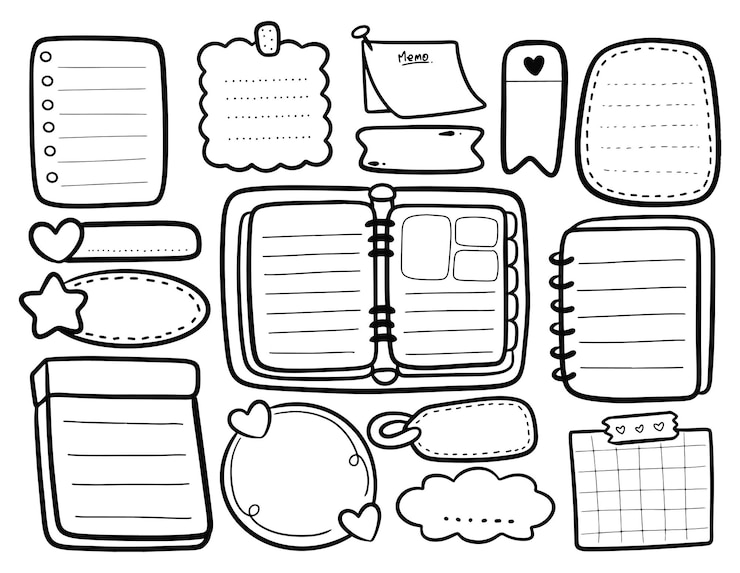 Premium Vector | Hand drawn note paper doodle set