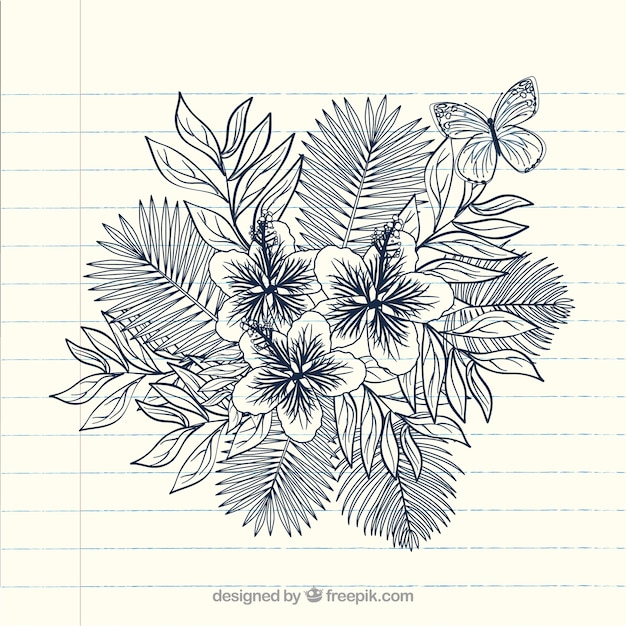 hand drawn notebook doodle flower vector illustration