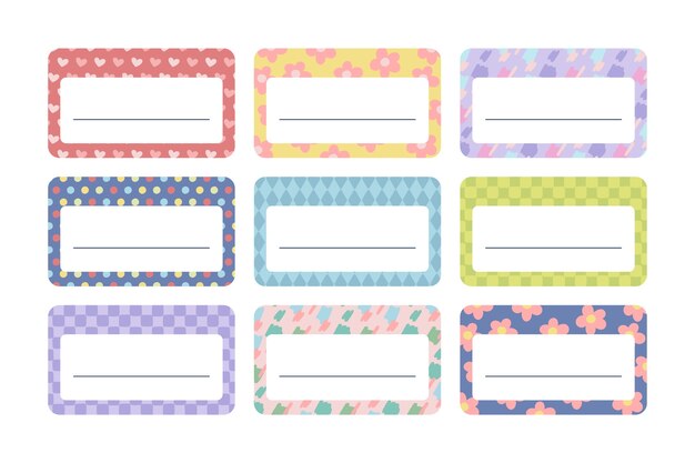 Hand drawn notebook label collection