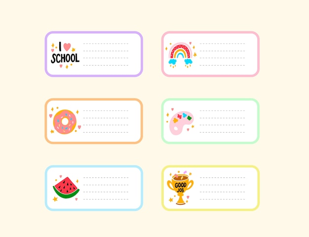 Free vector hand drawn notebook label collection