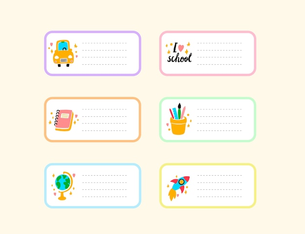 Free vector hand drawn notebook label collection