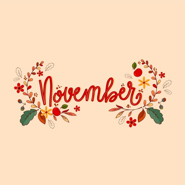 Hand drawn november lettering