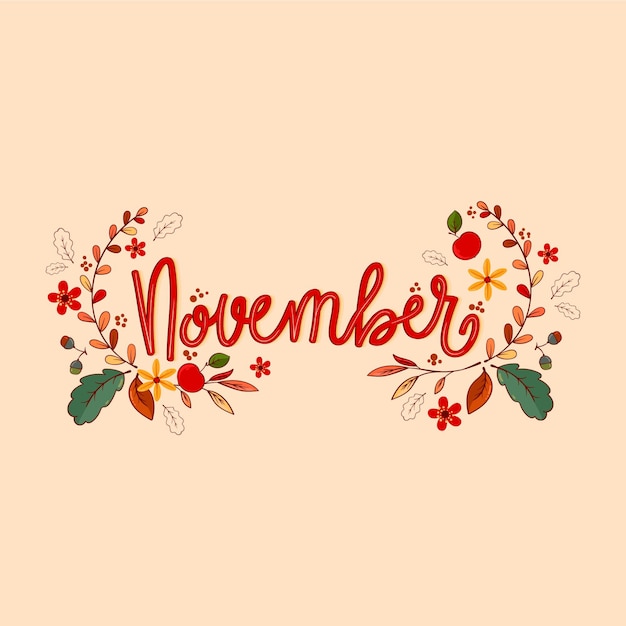 Hand drawn november lettering