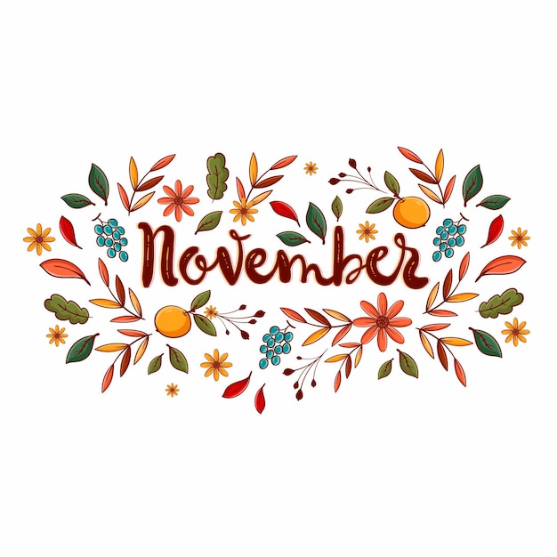 Free vector hand drawn november lettering