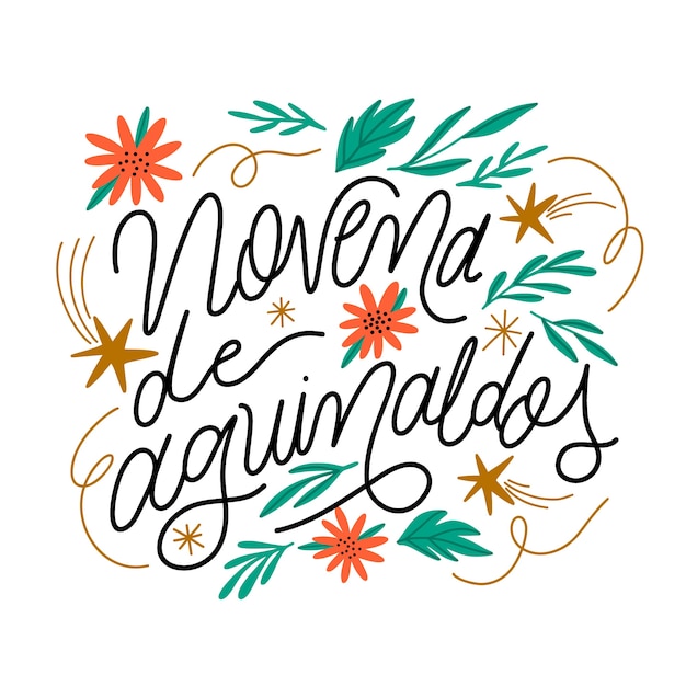 Hand drawn novena de aguinaldos lettering