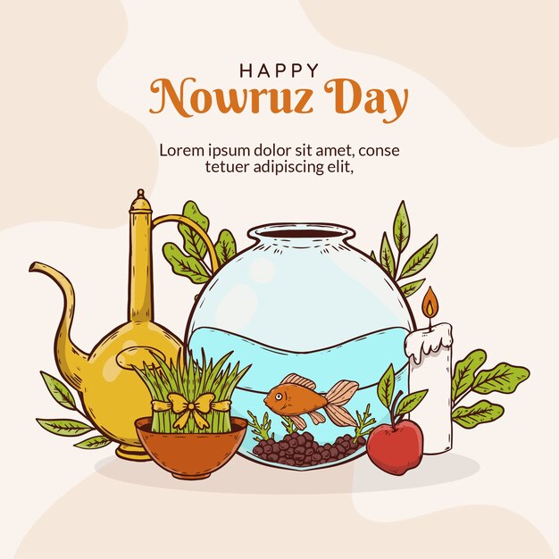 Hand drawn nowruz illustration