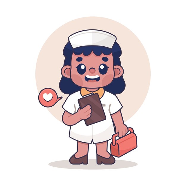Hand drawn nurse  cartoon illustration