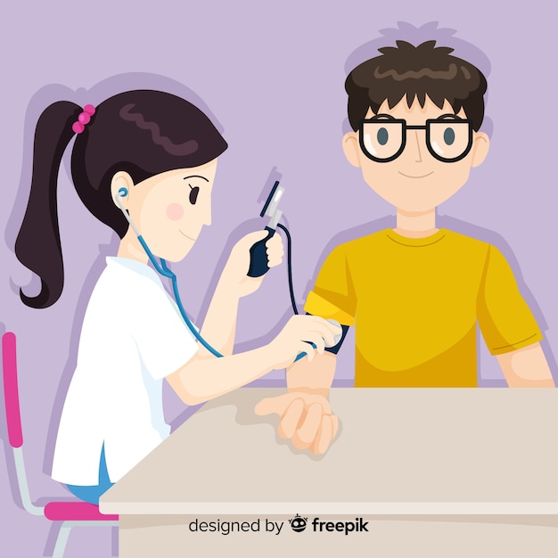 Free vector hand drawn nurse helping patient background