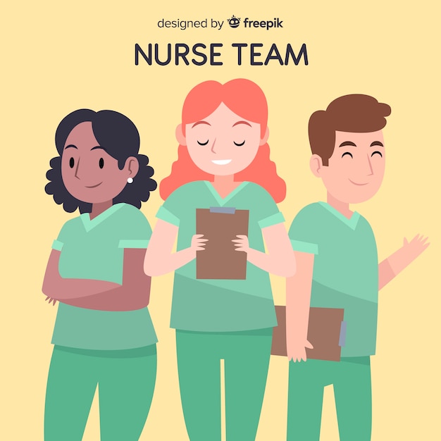 Free vector hand drawn nurse team background