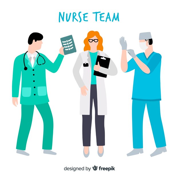 Hand drawn nurse team background