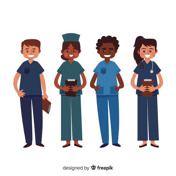 Free Vector hand drawn nurse team background
