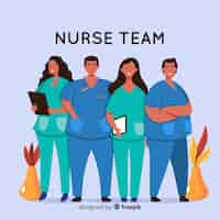 Free vector hand drawn nurse team background