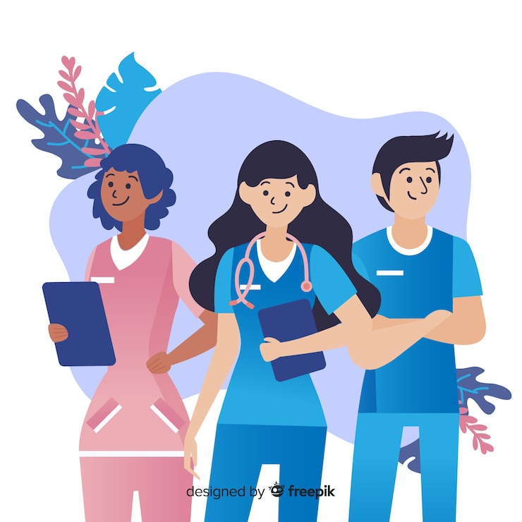 Free Vector hand drawn nurse team background