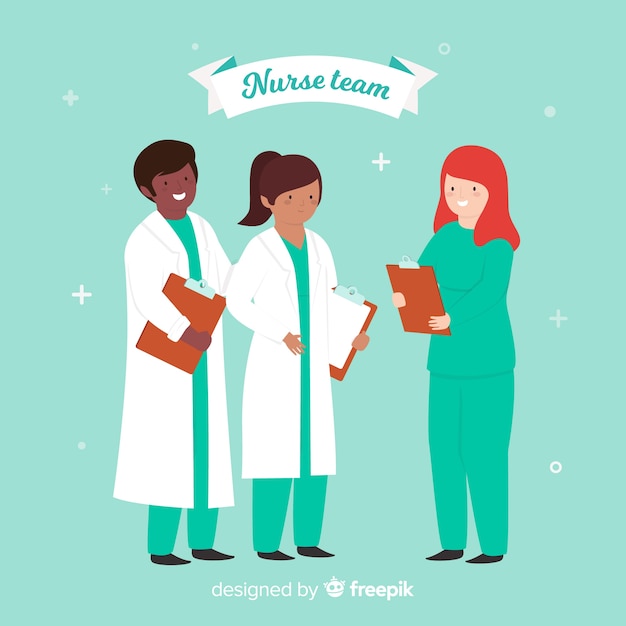 Free vector hand drawn nurse team collection