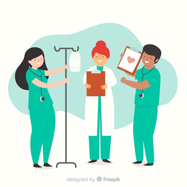 Free vector hand drawn nurse team collection