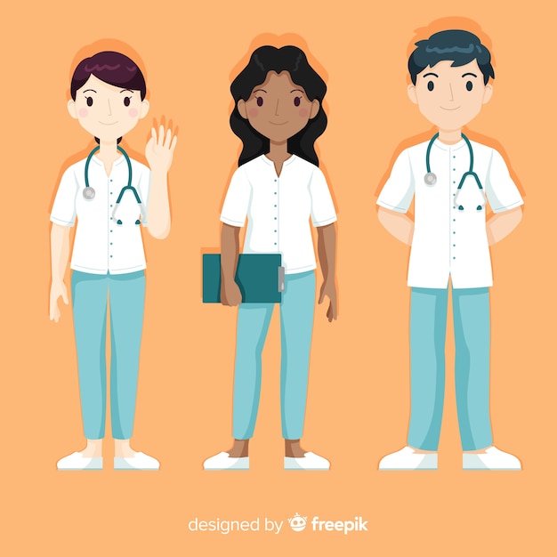 Free vector hand drawn nurse team collection