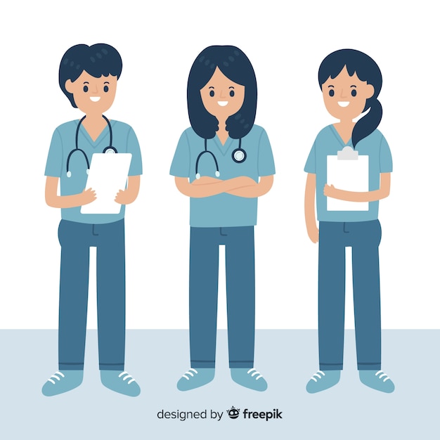 Free vector hand drawn nurse team collection