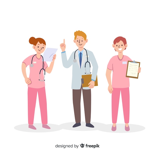 Нарисованная рукой команда медсестры