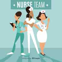 Free vector hand drawn nurse team