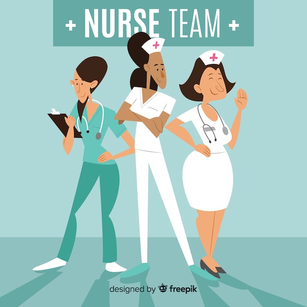 Нарисованная рукой команда медсестры