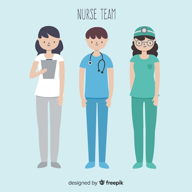 Free vector hand drawn nurse team