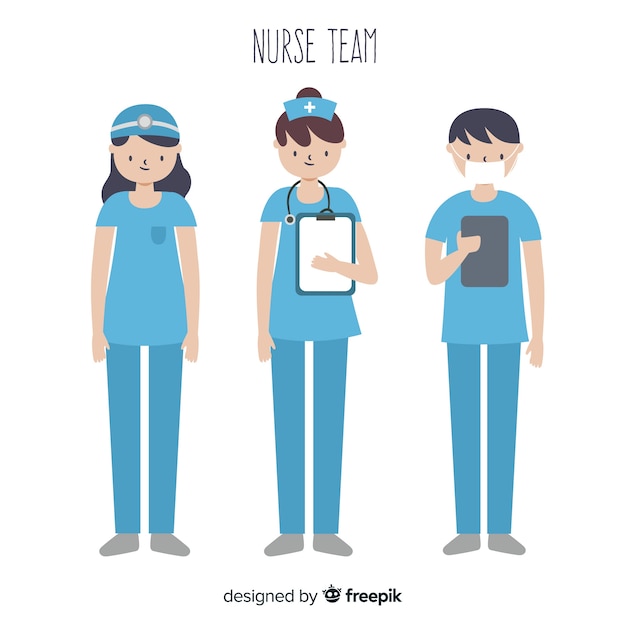 Hand drawn nurse team