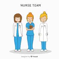 Free vector hand drawn nurse team