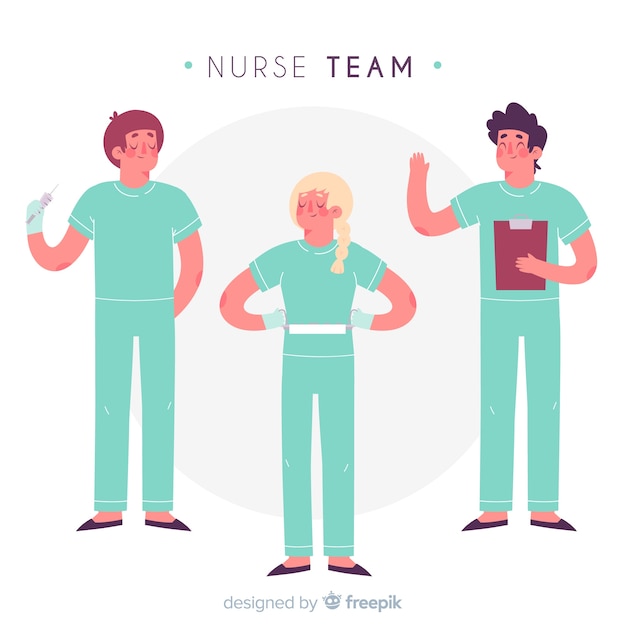 Hand drawn nurse team