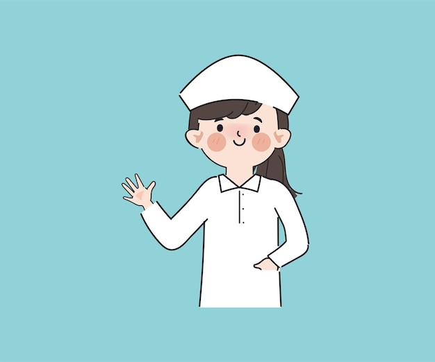 Нарисованная рукой медсестра с характером позы жеста единообразного клипарта
