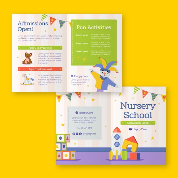 Hand drawn nursery school brochure