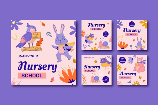 Hand drawn nursery school instagram post