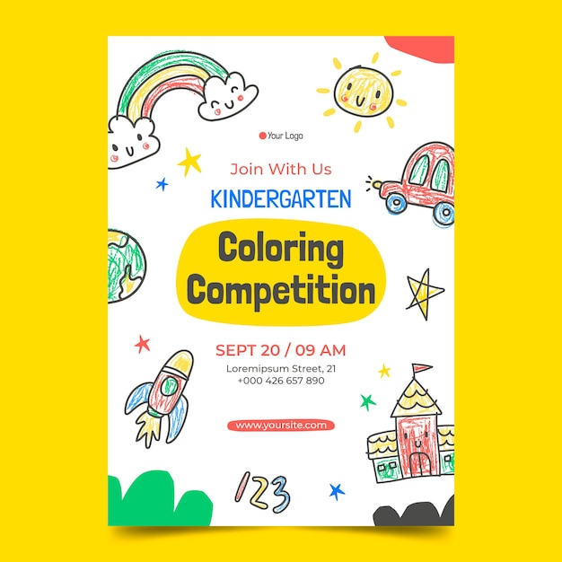 Free vector hand drawn nursery school invitation template