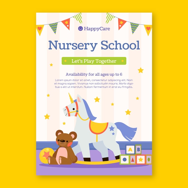 Free vector hand drawn nursery school poster