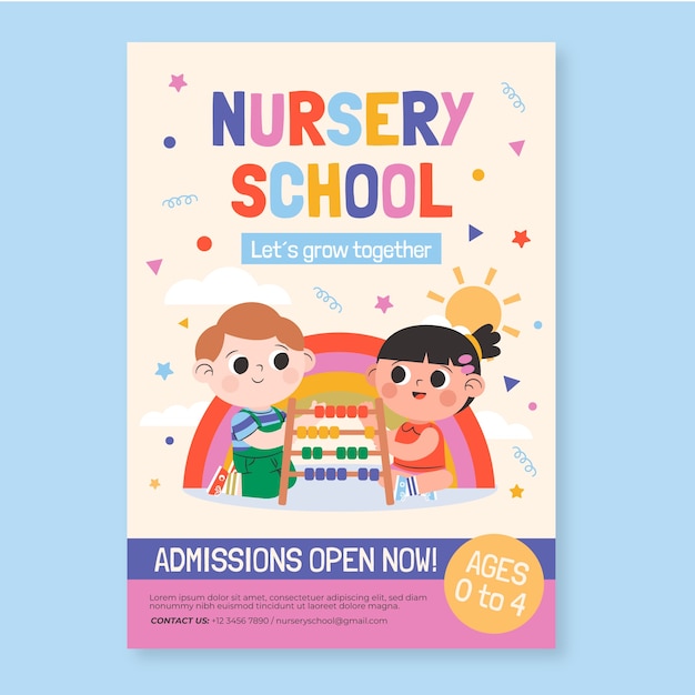 Hand drawn nursery school poster