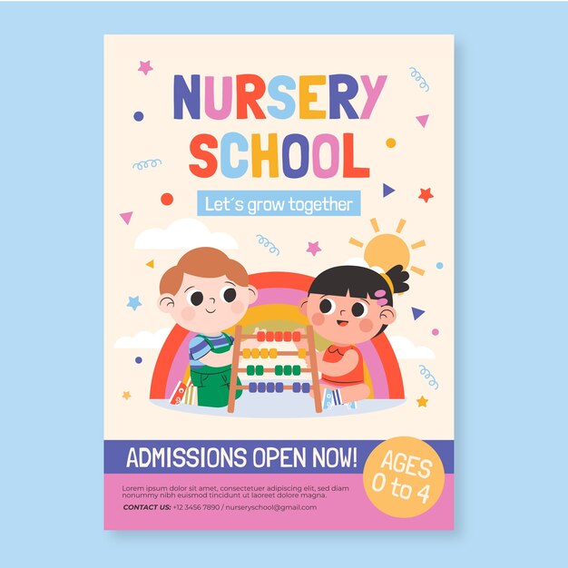 Hand drawn nursery school poster