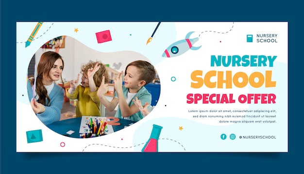 Hand drawn nursery school sale banner