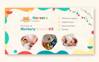 Free vector hand drawn nursery school social media promo template