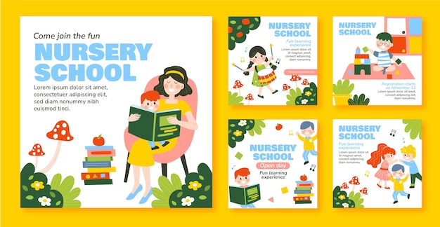 Free vector hand drawn nursery school template design