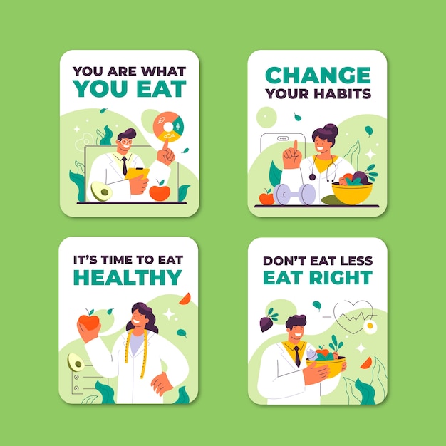 Free vector hand drawn nutritionist advice labels