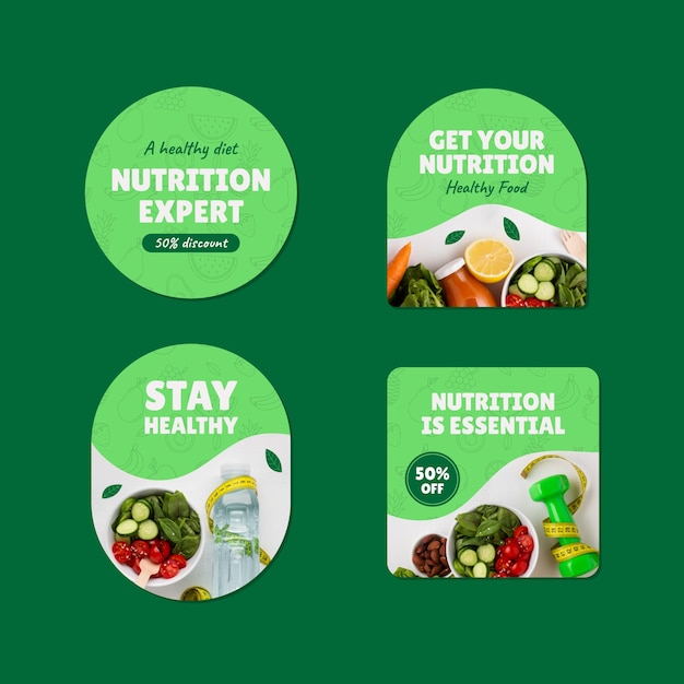 Free vector hand drawn nutritionist advice labels