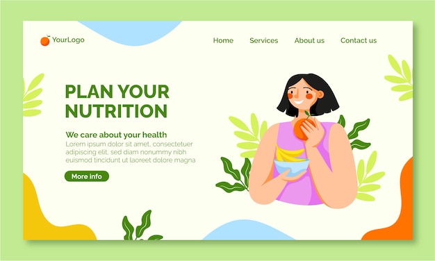 Free vector hand drawn nutritionist advice landing page