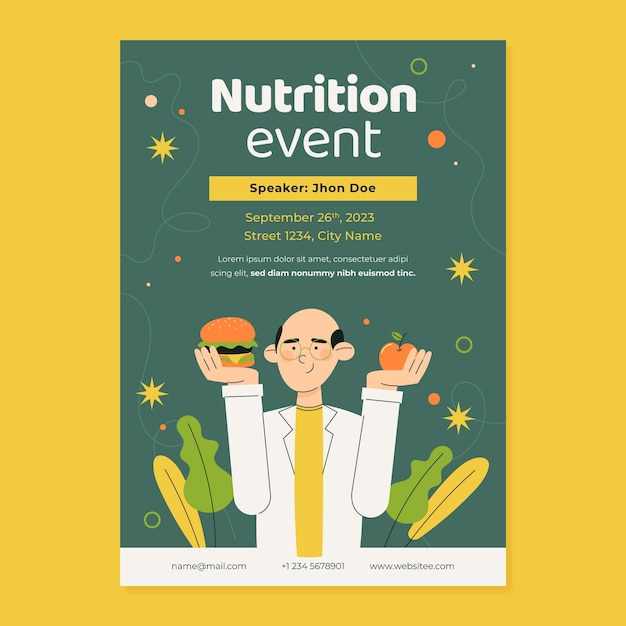 Vettore gratuito poster di consigli nutrizionisti disegnati a mano