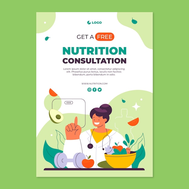 Free vector hand drawn nutritionist advice poster