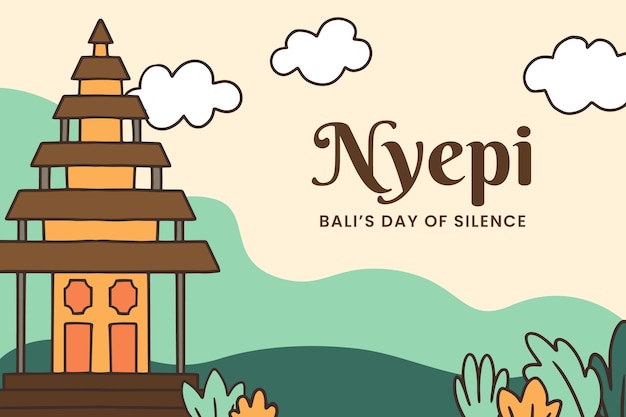 Sfondo nyepi disegnato a mano