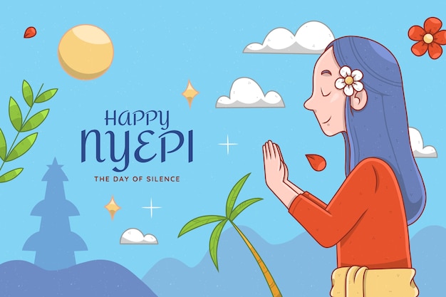 Free vector hand drawn nyepi background