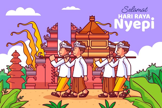 Hand drawn nyepi background