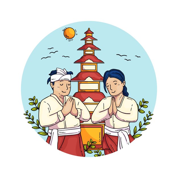 Free vector hand drawn nyepi illustration