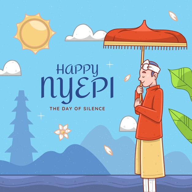 Hand drawn nyepi illustration